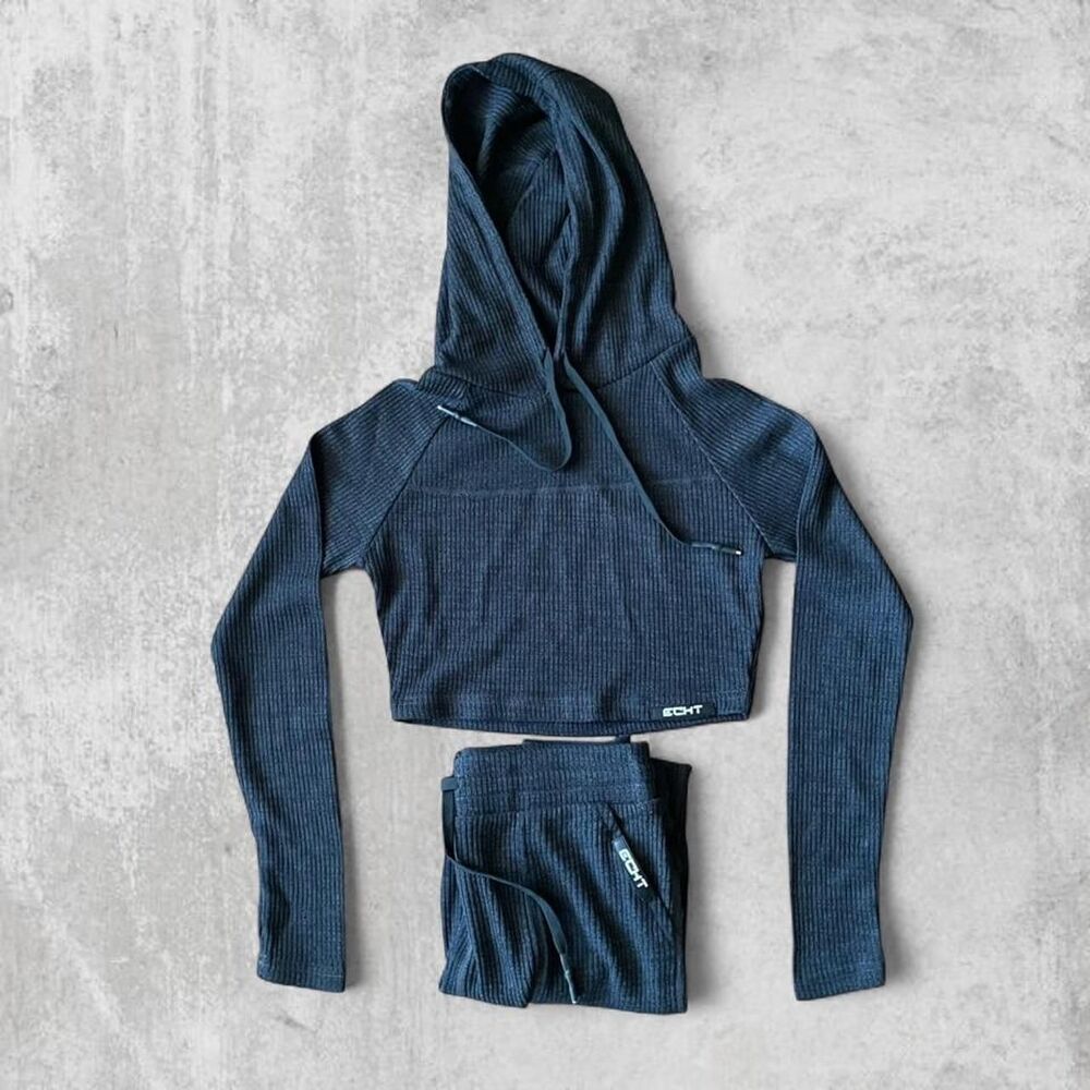 Echt Comfort Hoodie & Jogger Set | Ribbed Athleisure Lounge Set | Size Medium
